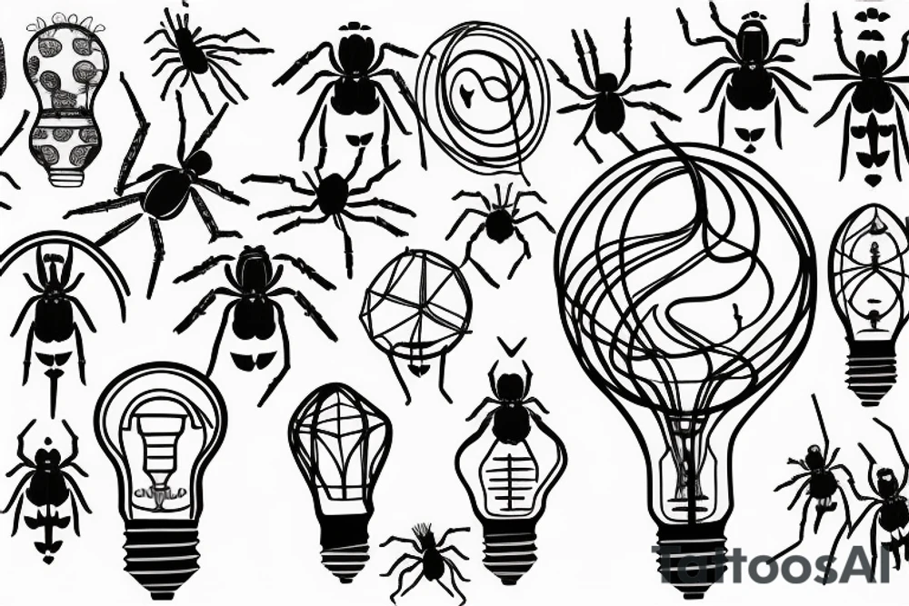 Big lightbulb spider tattoo idea