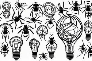 Big lightbulb spider tattoo idea