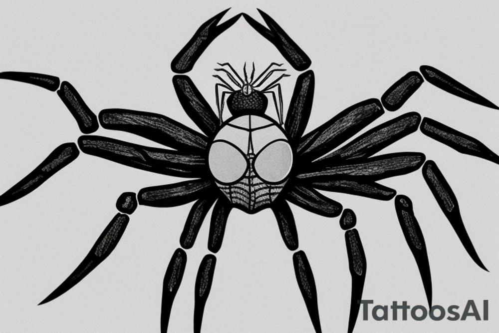 Big spider with a lightbulb as an abdomen tattoo idea