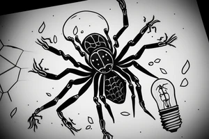 Big spider with a lightbulb as an abdomen tattoo idea
