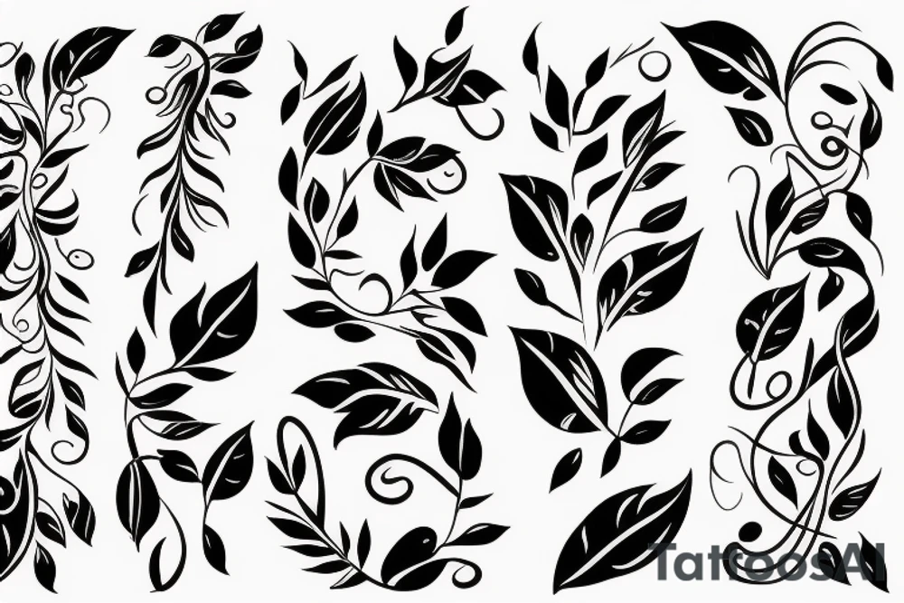 A tattoo stencil for a feminine black and Grey forearm tattoo of a long skinny snake wrapped around a pretty flower with leaves tattoo idea