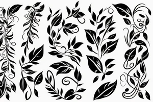 A tattoo stencil for a feminine black and Grey forearm tattoo of a long skinny snake wrapped around a pretty flower with leaves tattoo idea