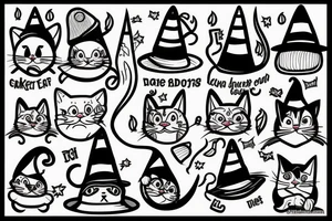 cartoon cat with wizard hat tattoo idea
