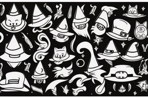 cartoon cat with wizard hat tattoo idea