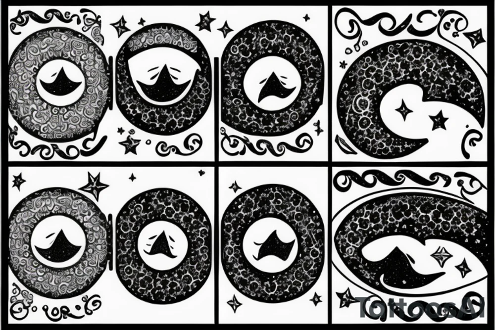 smiling crescent moon tattoo idea