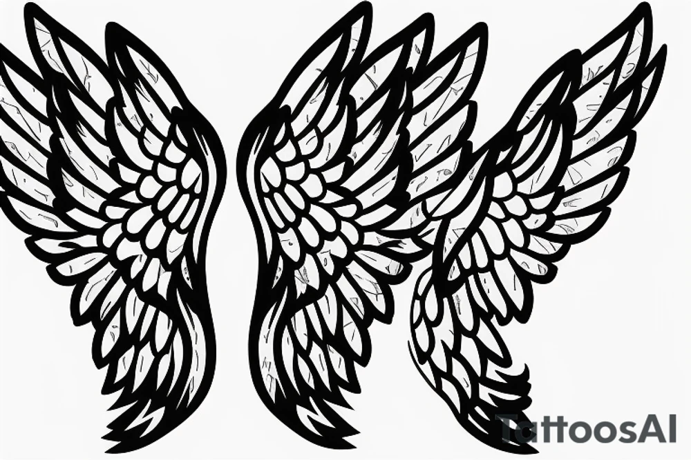 222 444 angel wings on the numbers tattoo idea