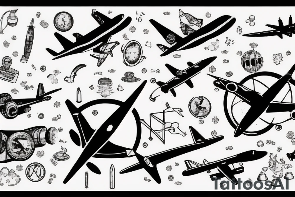 Airplane and chemistry tattoo idea
