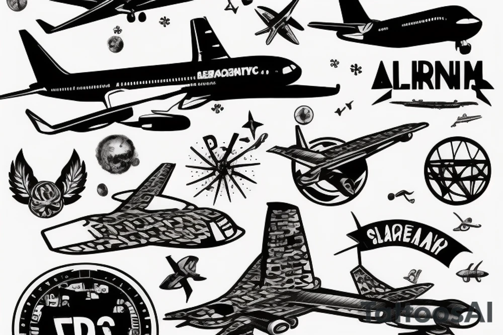 Airplane and chemistry tattoo idea