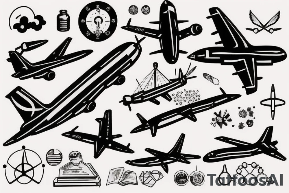 Airplane and chemistry tattoo idea