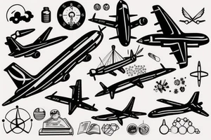 Airplane and chemistry tattoo idea