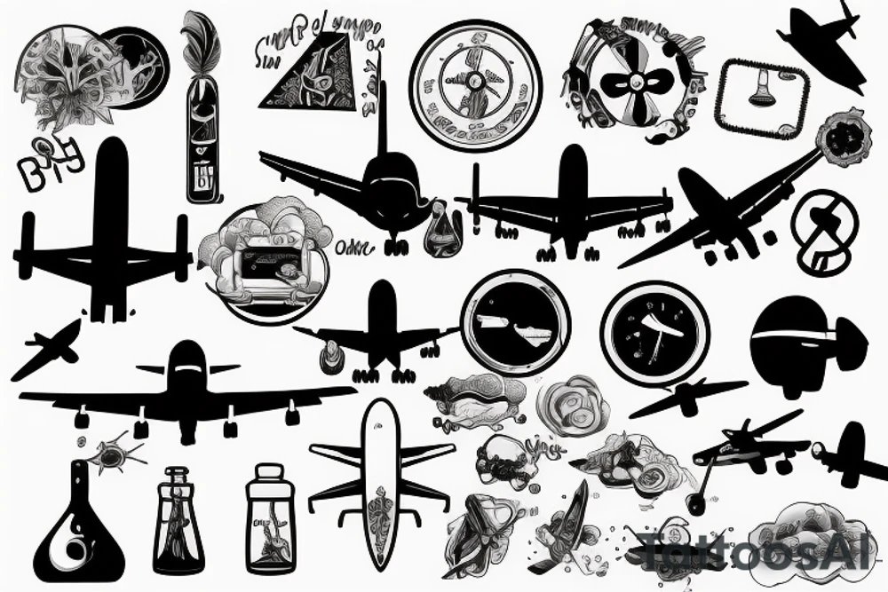 Airplane and chemistry tattoo idea