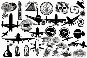 Airplane and chemistry tattoo idea