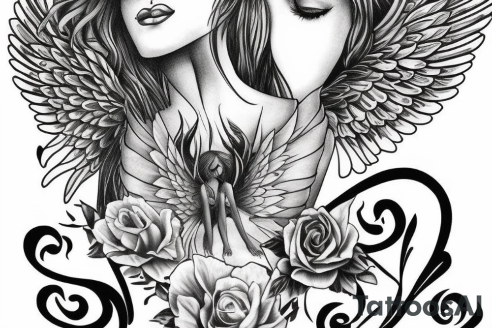 female angel tattoo idea