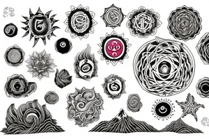 Seven chakras with the sea and travel tattoo idea
