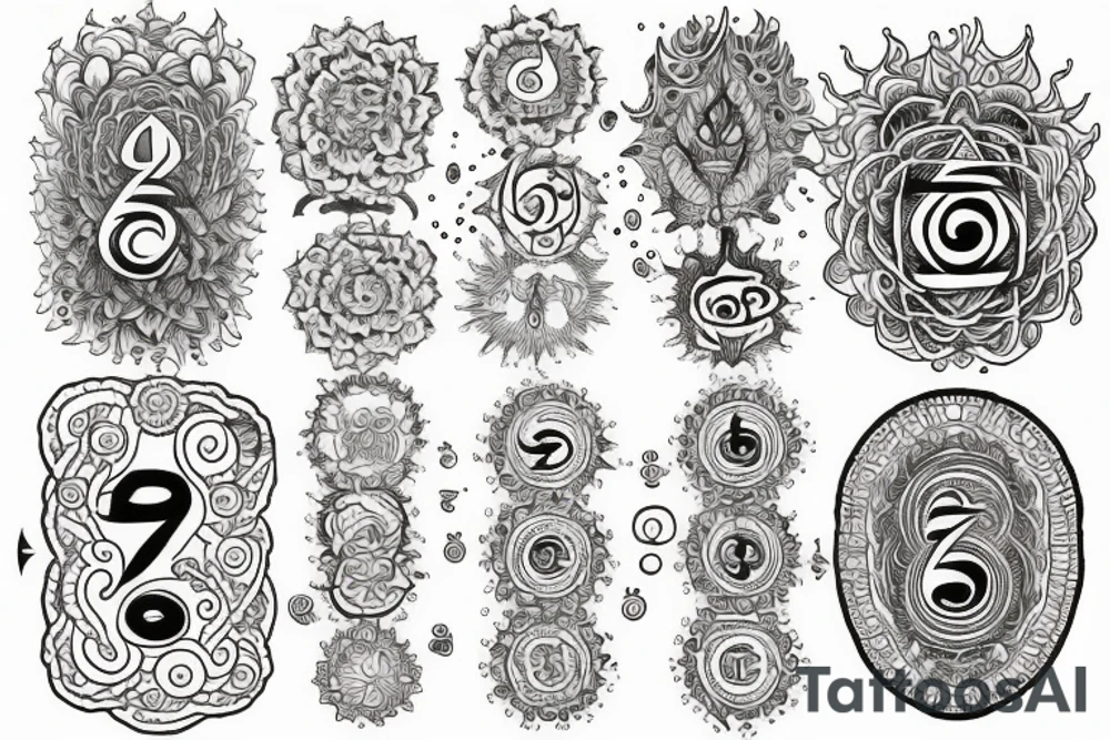 Seven chakras tattoo idea