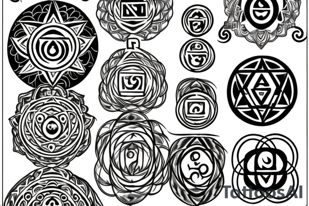 Seven chakras tattoo idea