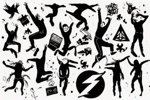 3 friends jumping from building to building tattoo idea