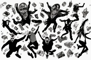 3 friends jumping from building to building tattoo idea