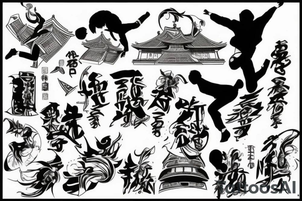 3 friends jumping from building to building tattoo idea