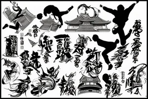 3 friends jumping from building to building tattoo idea