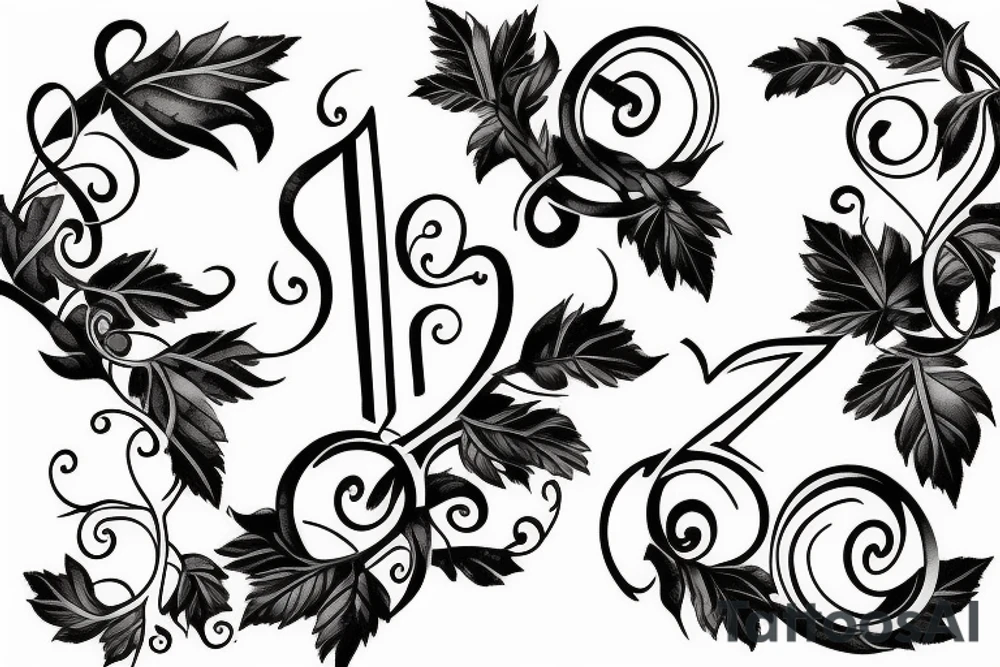 Roman Numeral 7 with grape vine tattoo idea
