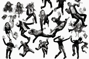 3 friends jumping from building to building tattoo idea