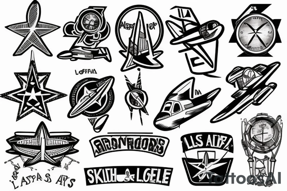 airplane with los angeles, san antonio, and atlanta coordinates tattoo idea
