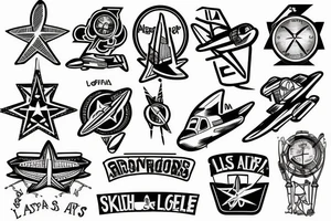 airplane with los angeles, san antonio, and atlanta coordinates tattoo idea