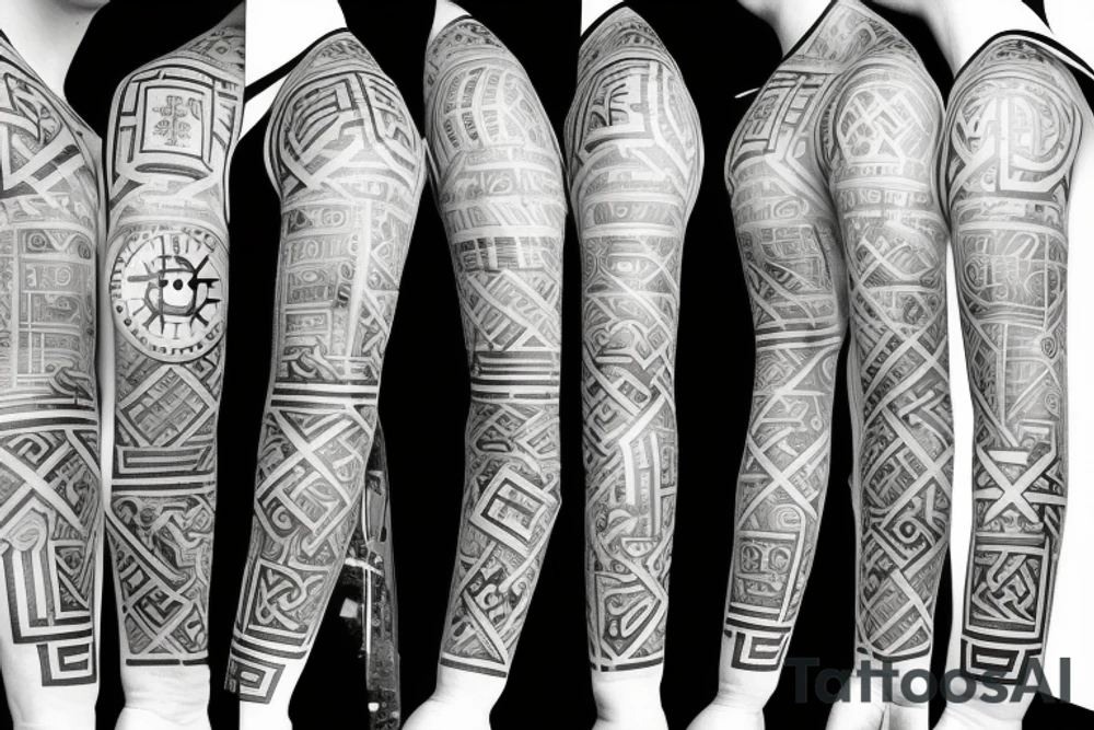 stopwatch, full sleeve, geometric background, cross, and compass tattoo idea stopwatch, full sleeve, geometric background, cross, and compass tattoo idea