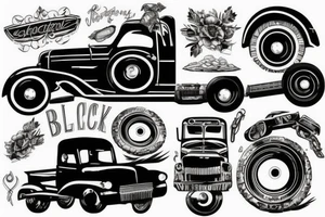 black road truck tattoo idea