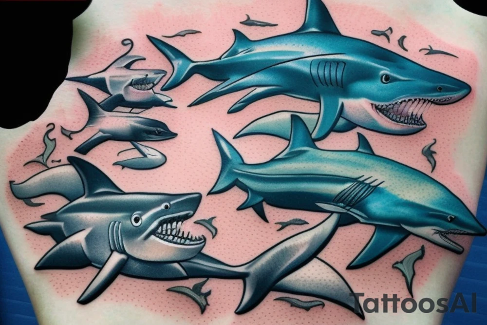 ocean and shark tattoo idea
