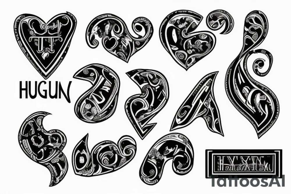 Stylized name Hugh tattoo idea