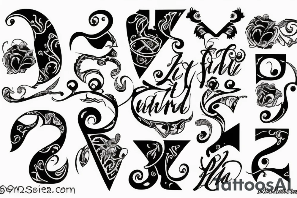 Stylized name Hugh tattoo idea