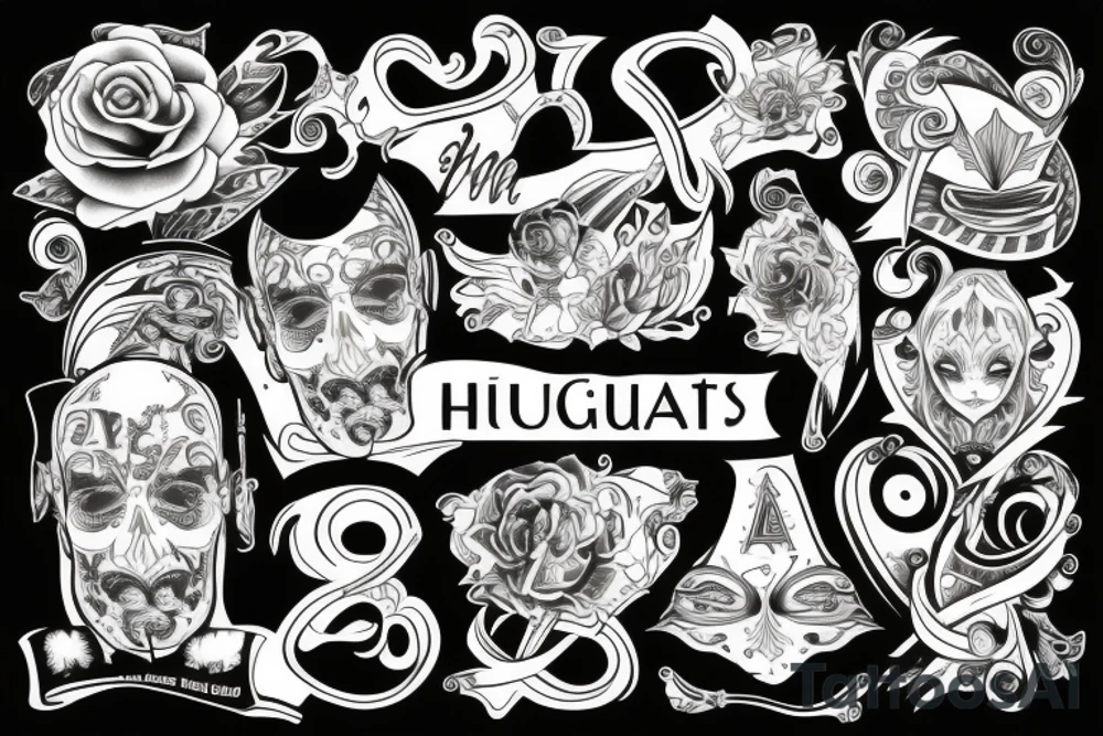 Stylized name Hugh tattoo idea