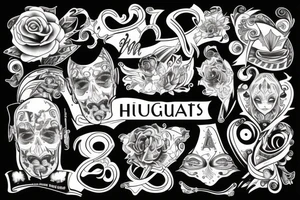 Stylized name Hugh tattoo idea