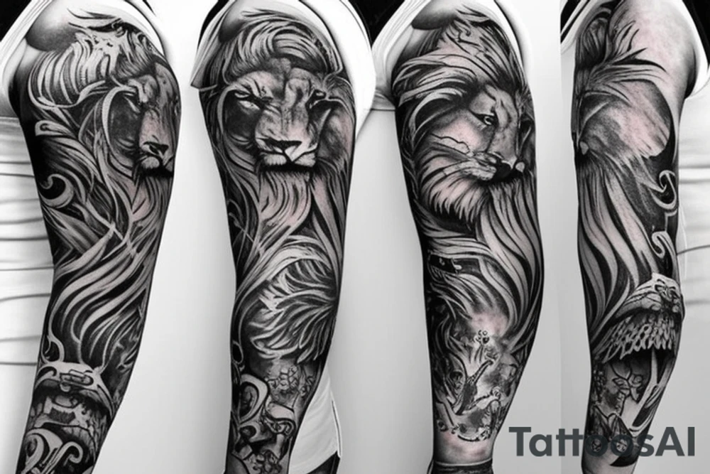 full sleeve lion tattoo idea