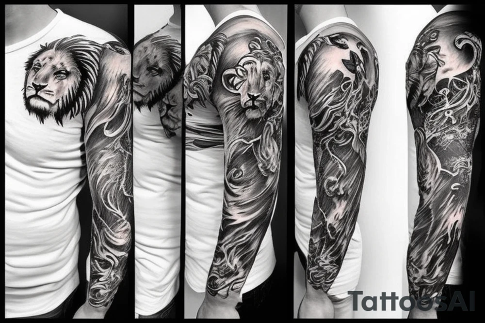 full sleeve lion tattoo idea