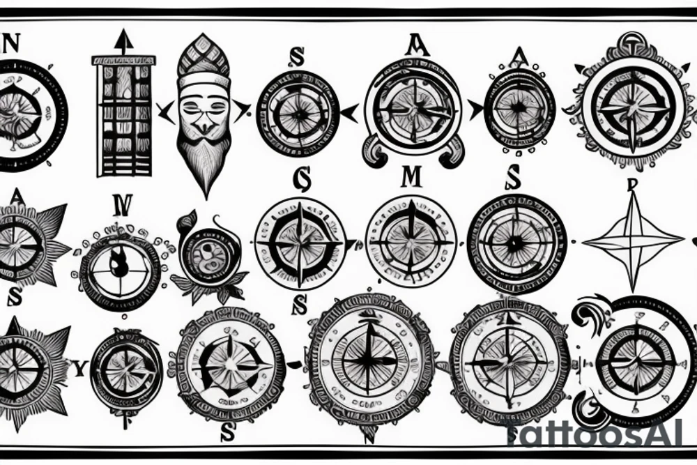 Indian God's compass tattoo idea