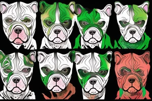 Anonymous mask, American Bully dog, Green eye tattoo idea