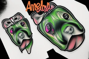 Anonymous mask, American Bully dog, Green eye tattoo idea