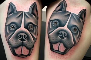 Anonymous mask, American Bully dog, Green eye tattoo idea