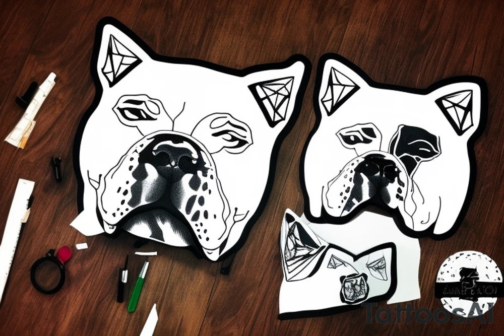 Anonymous mask, American Bully dog, Green eye tattoo idea