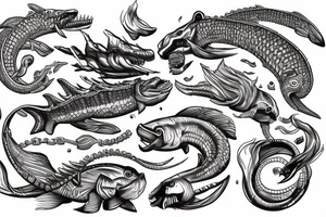 Leviathan fighting ship in ocean tattoo idea