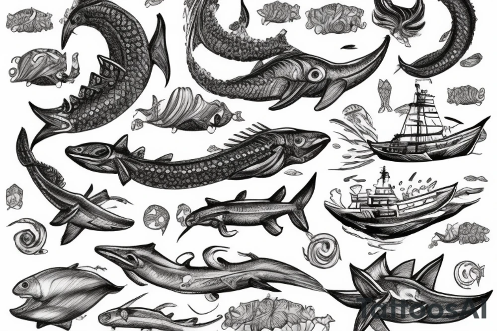 Leviathan, ship, ocean tattoo idea