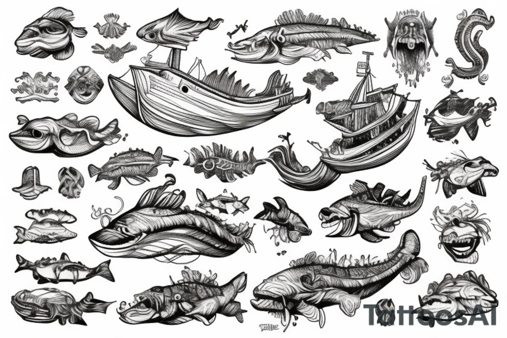Leviathan, ship, ocean tattoo idea
