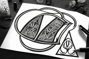 the deathly hallows from harry potter, three versions for brothers tattoo idea