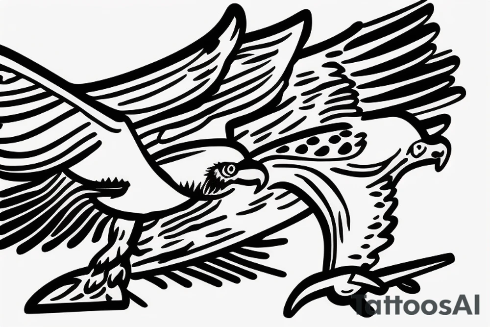 airplane as an osprey grabbing a trout tattoo idea