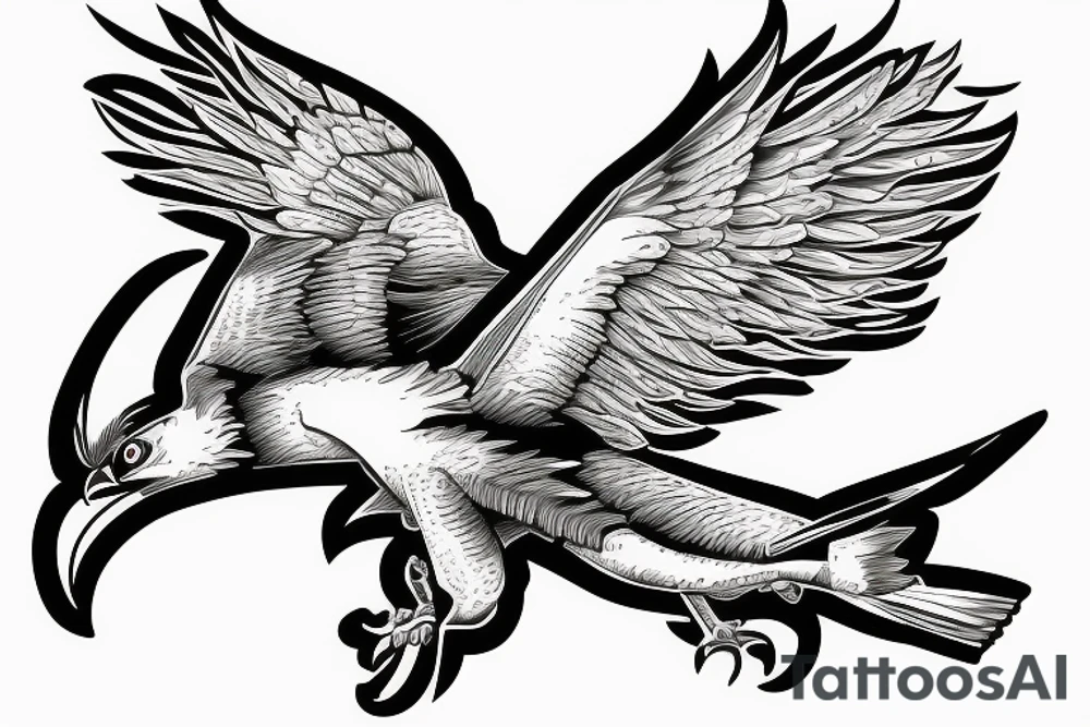 airplane as an osprey grabbing a trout tattoo idea
