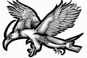 airplane as an osprey grabbing a trout tattoo idea