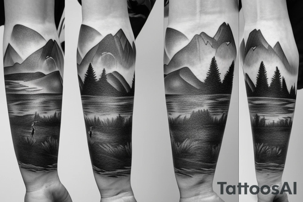fly fishing in the mountains tattoo idea